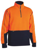 Bisley Hi Vis Fleece 1/4 Zip Pullover Orange/Navy