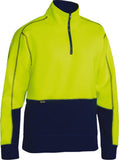 Bisley Hi Vis Fleece 1/4 Zip Pullover Yellow/Navy