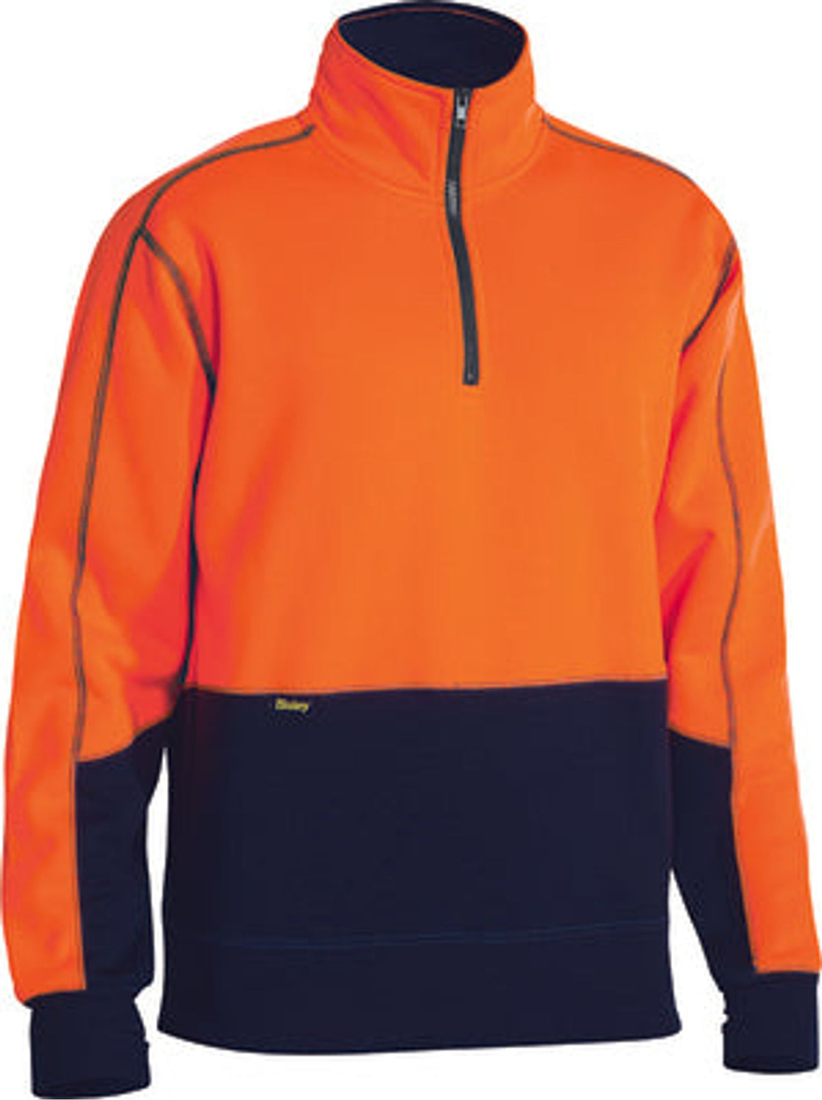Bisley Hi Vis Fleece 1/4 Zip Pullover Orange/Navy